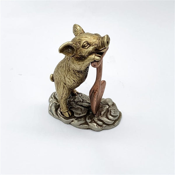 Cute Pig Brass Ornaments House&Office Improvement Decoration Statue,Christmas Gifts