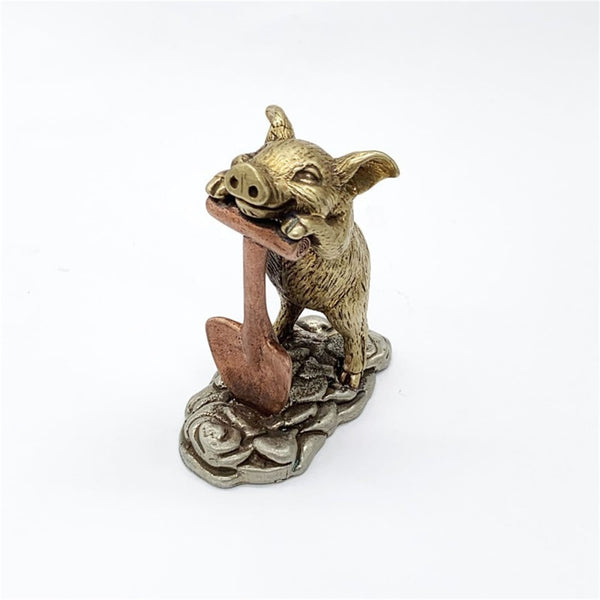 Cute Pig Brass Ornaments House&Office Improvement Decoration Statue,Christmas Gifts
