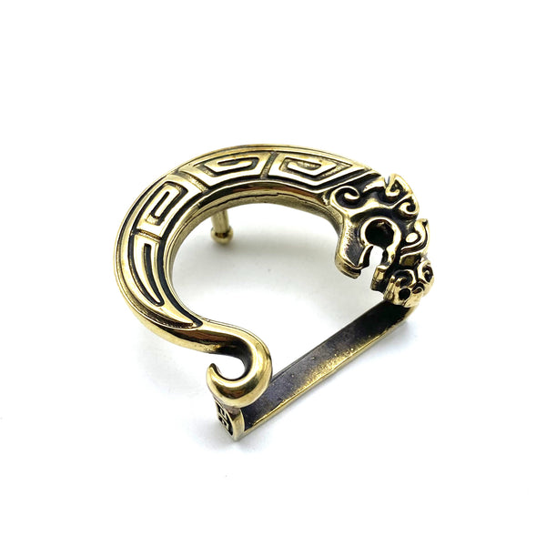 Brass Dragon Buckle Handmade Leather Belt Buckle