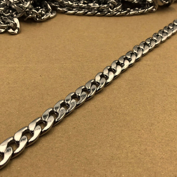 Korean NK Chain Figaro Chain Silver Flat Chain Stainless Steel Chain 9,5mm