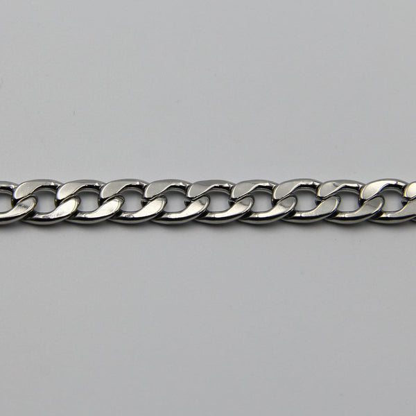 Korean NK Chain Figaro Chain Silver Flat Chain Stainless Steel Chain 9,5mm
