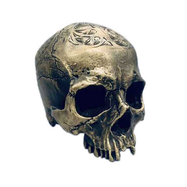 Gothic Rocking Skull Club Ornaments Copper Skulls Sculpture 14.5*12.1*17.3cm/1.95kg - sculpture