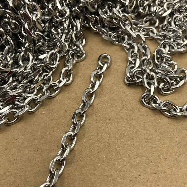 Grinded O Cross Cable Link Chain Stainless Steel Silver Chain Hypoallergenic