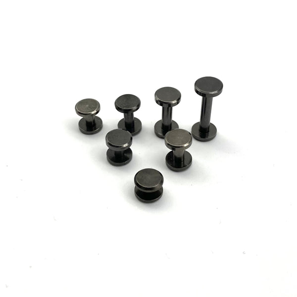 Gun Black Brass Chicago Screw Rivets Leather Fastener Post Button 4-20mm