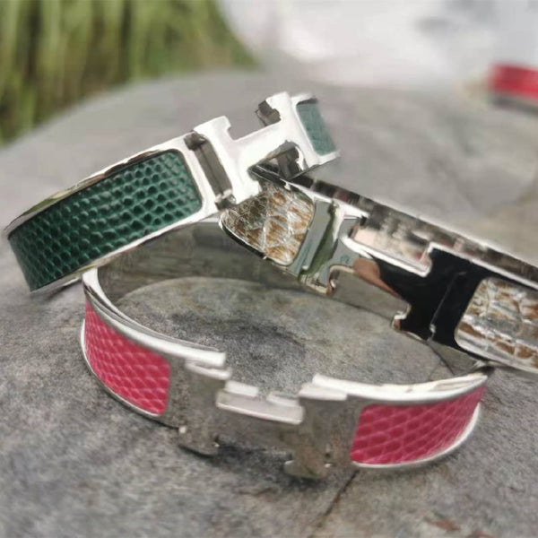 Handmade Cuff Bracelet Crocodile Leather Bracelets Women Gold Silver Rose Wristband Top Level - Bracelets