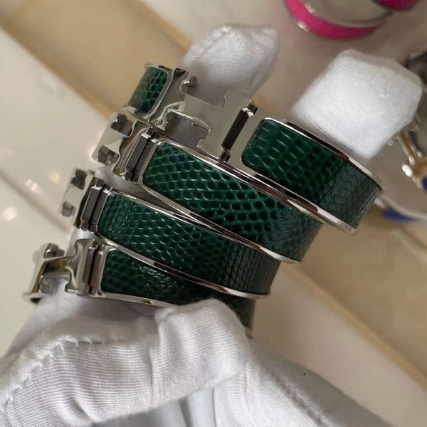 Handmade Cuff Bracelet Crocodile Leather Bracelets Women Gold Silver Rose Wristband Top Level - Bracelets