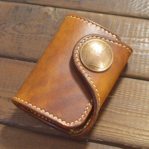 Handmade Leather Key Clip Case,Mens Keychain Cover
