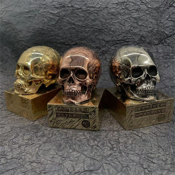 Handmade Skull Figure,Copper Skull Head,Home House Decoration Ornaments,Club&Bar Decor Gifts,Copper Skull Head Sculpture