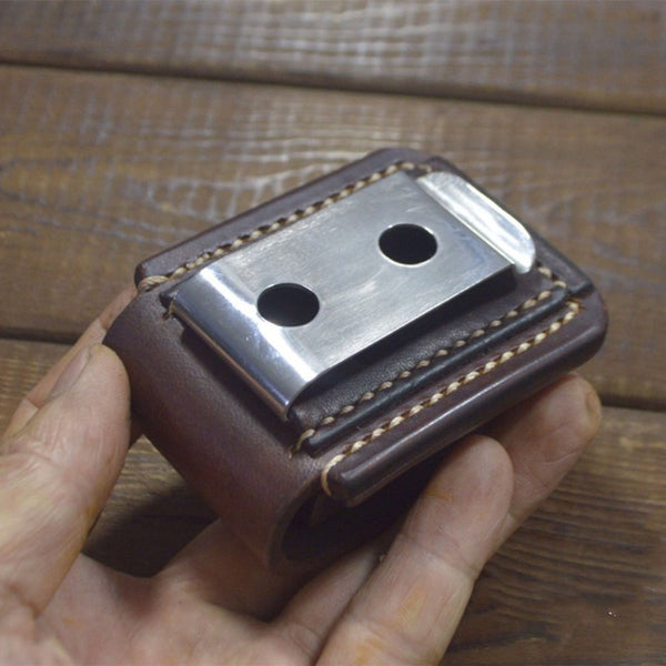 Handmade Zippo Lighter Case Leather Case Lighter Cover Belt Loop Keychain