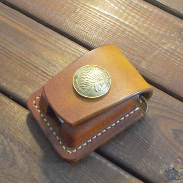 Handmade Zippo Lighter Leather Cover Zippo Belt Keychain Case - lighter case