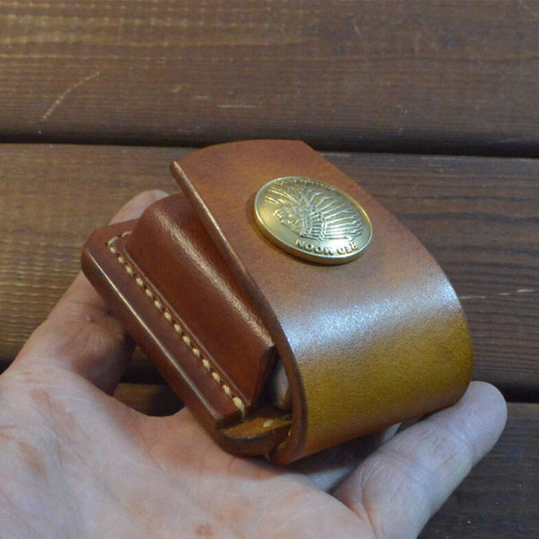 Handmade Zippo Lighter Leather Cover Zippo Belt Keychain Case - lighter case