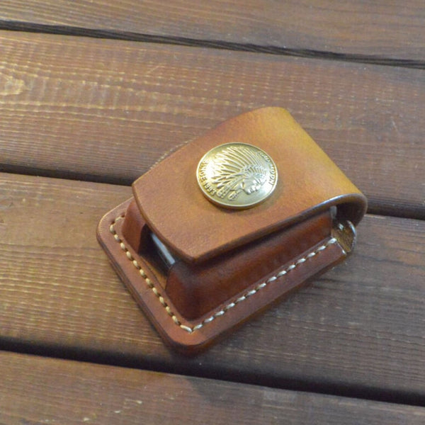 Handmade Zippo Lighter Leather Cover Zippo Belt Keychain Case - lighter case