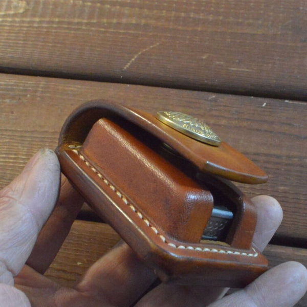 Handmade Zippo Lighter Leather Cover Zippo Belt Keychain Case - lighter case