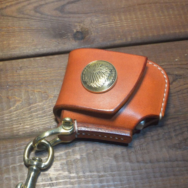 Handmade Zippo Lighter Leather Cover Zippo Belt Keychain Case - Lighter Cover