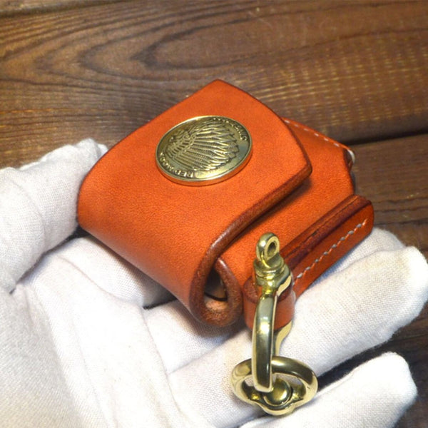 Handmade Zippo Lighter Leather Cover Zippo Belt Keychain Case - Lighter Cover