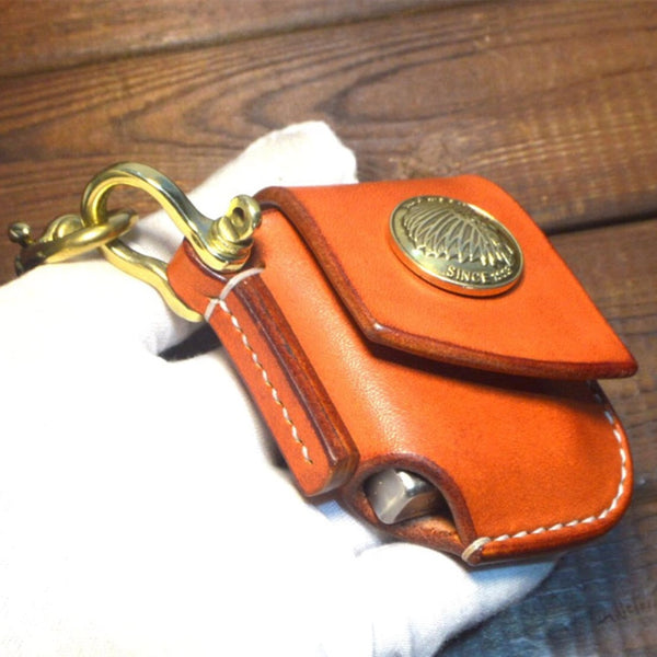 Handmade Zippo Lighter Leather Cover Zippo Belt Keychain Case - Lighter Cover