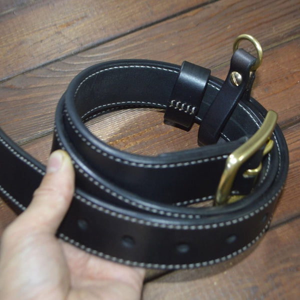 Heavy Duty Leather Belt Handamde Western Waist Strap - Belts