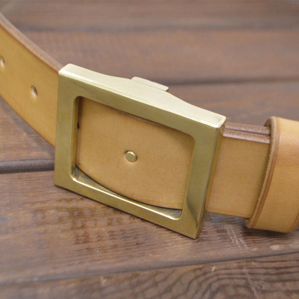 Heavy Duty Leather Belt Plus Handmade Durable Brass Buckle - Belts