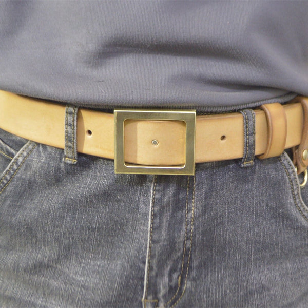 Heavy Duty Leather Belt Plus Handmade Durable Brass Buckle - Belts