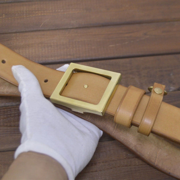 Heavy Duty Leather Belt Plus Handmade Durable Brass Buckle - Belts