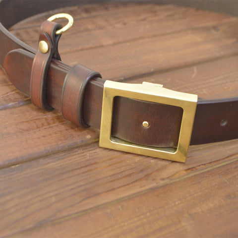 Heavy Duty Leather Belt Plus Handmade Durable Brass Buckle - Belts