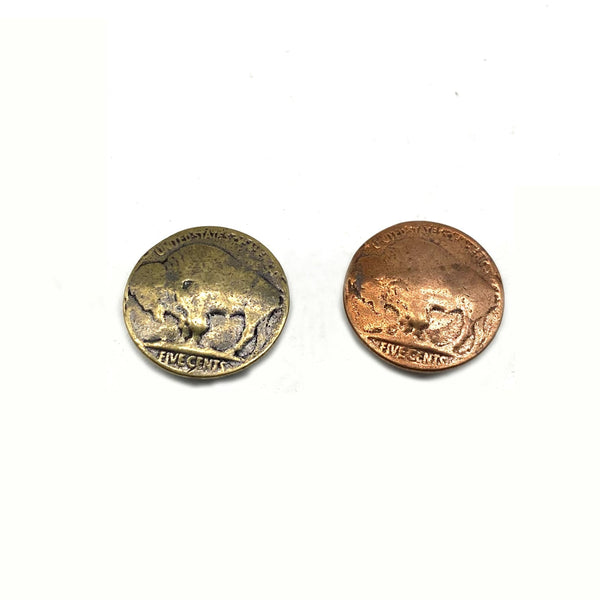 Leather Accessories Copper Concho Rivets Indian 1936 Buffalo Nickels Design - Screw Buttons