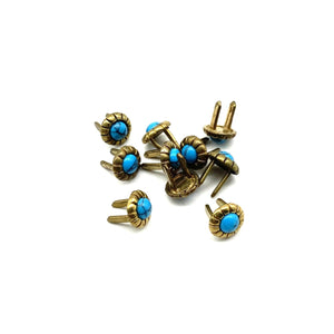 Leather Craft Turquoise Pin Studs Prong Back