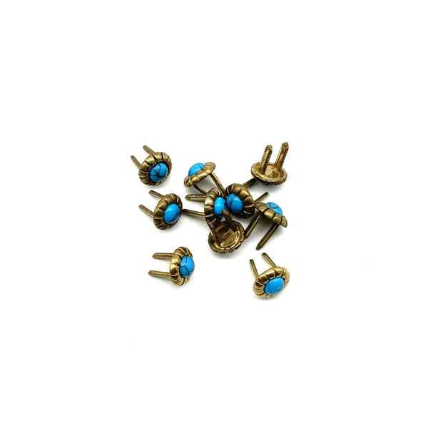Leather Craft Turquoise Pin Studs Prong Back