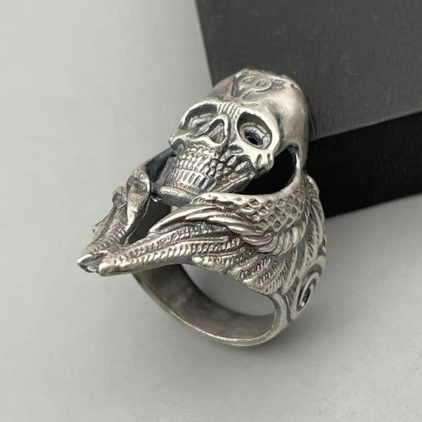Mens Gifts Sterling Silver Ring Skull With Ring - Rings