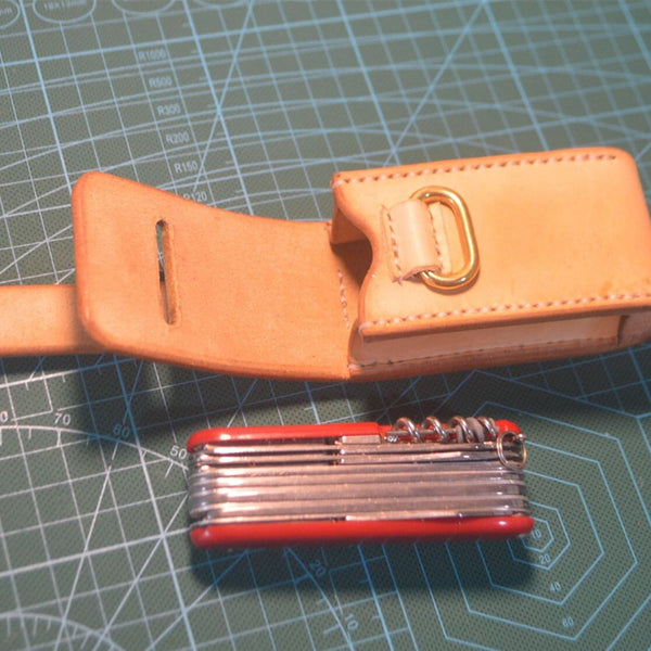 Mens Handmade Leather Keychain Cover Case Knife Leather Holder - waist bag