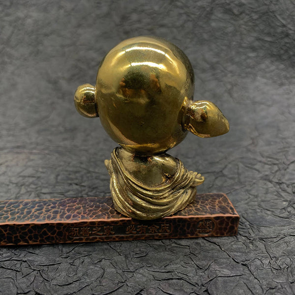 Monk Pig Statue,Tabletop Ornaments,Brass Sculpture Christmas Gifts,Bedroom Decoration Figurine - Brass Statue