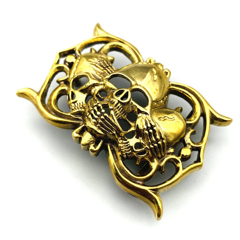Motorcyclist Skull Buckle Mens Brass Belt Buckle Fastener