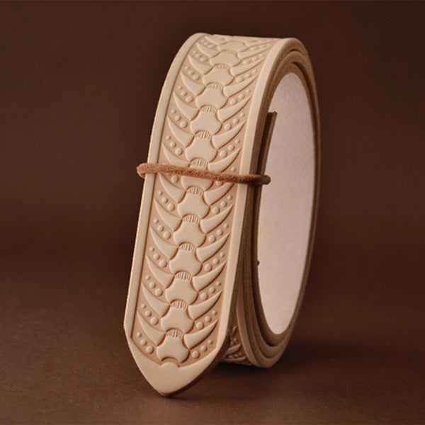 Herringbone Pattern Belt Strap,Embossed Full Grain Leather Belt Strip,Length 40'' to 50'',1.5'' Width,Italy Leather Vegetable Tanned