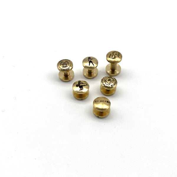 Personalized Text&Logo Arc Shape Brass Chicago Screw Rivets Leather Fastener Button