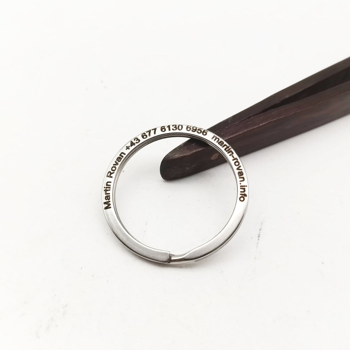 Personalized Text/Logo Split Key Ring Stainless Steel Connectors Flat ...