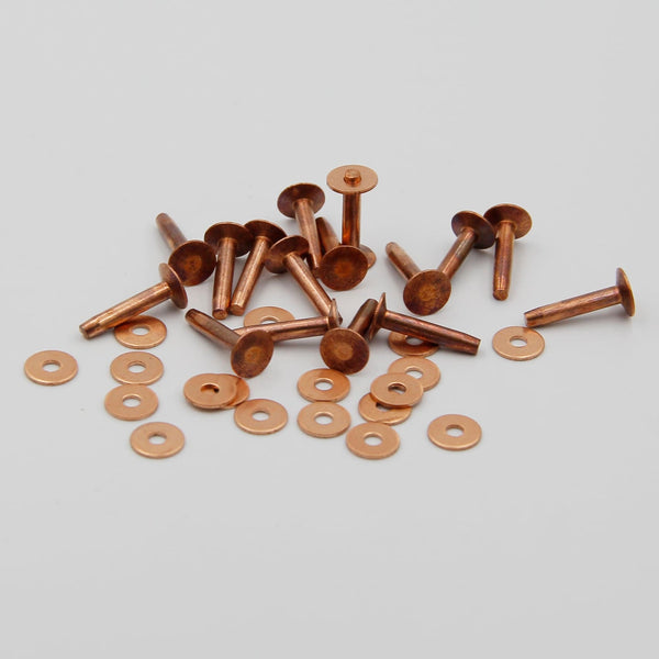 Red Copper Rivets With Burrs,Leather Fastener Rivet,Wood Work Binding Rivet 4x21mm - Rivets