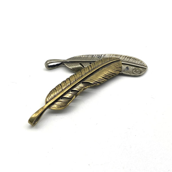 Retro Copper Feather Charm Keychain Decoration Embellishment Brass Necklace Pendants - Keychains