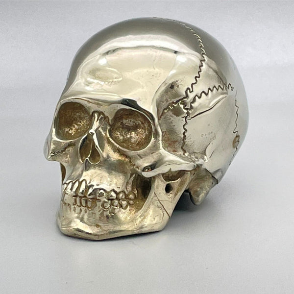 Silver Skull Head Figure Home House Decoration Ornament Copper Skull Art Statue