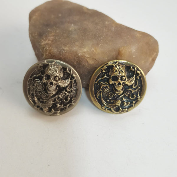 Skull Decorative Brass Conchos Leather Purse Decor Accessories - Concho