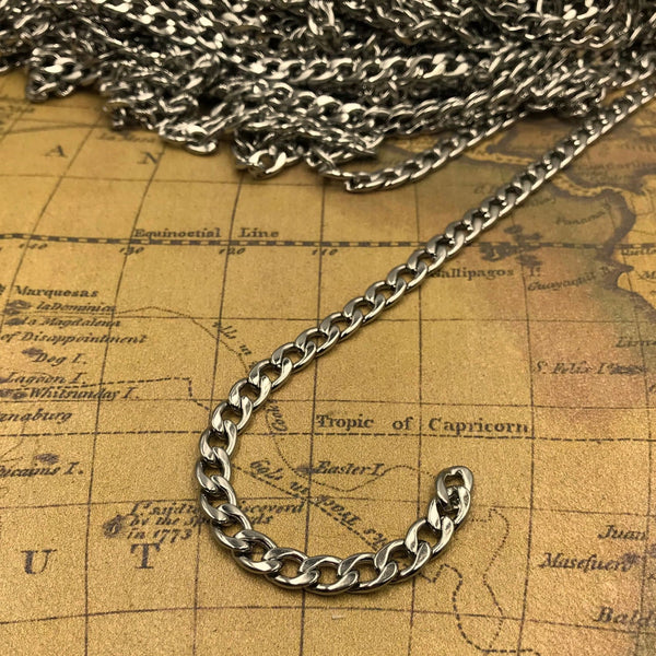 NK Silver Chain Korean Design Stainless Steel Chain Figaro Chains 6mm