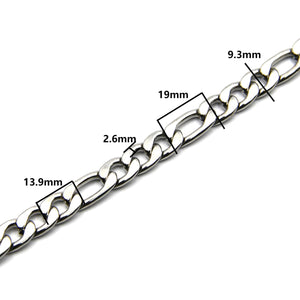 9.3mm NK Chain Figaro Chain Stainless Curb Chain Silver Anti-Allergy Flat Chain