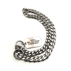 Stainless Choke Chain Collar with Customized Name Tag,Pets Tag Necklace