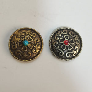 Turquoise Stone Copper Conchos For Leather Crafting Decoration - Conchos Red & Turquoise Stone