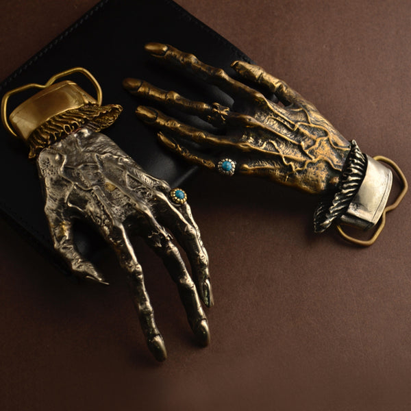 Ghost Skeleton Hand Copper Belt Buckle