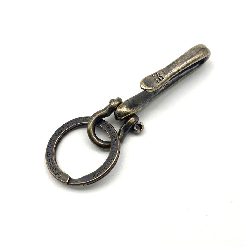 Metal Field Shop Vintage Brass Key Chain Fish Hook Holder Key Manager with Shackle&Keyring 10pcs