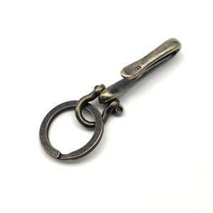 Vintage Brass Key Chain Fish Hook Holder Key Manager with Shackle&Keyring