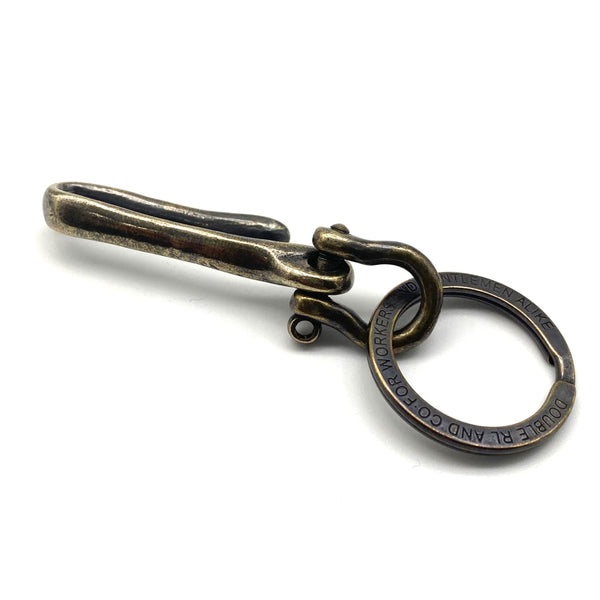 Vintage Brass Key Chain Fish Hook Holder Key Manager with Shackle&Keyring