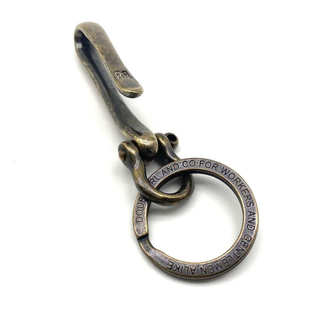 Metal Field Shop Vintage Brass Key Chain Fish Hook Holder Key Manager with Shackle&Keyring 10pcs