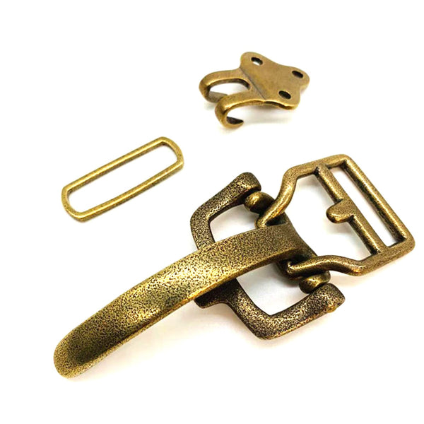 Vintage Bronze Buckle Littleton Cavalry Men Belt Fastener Hardwares - Belt Buckles Brass