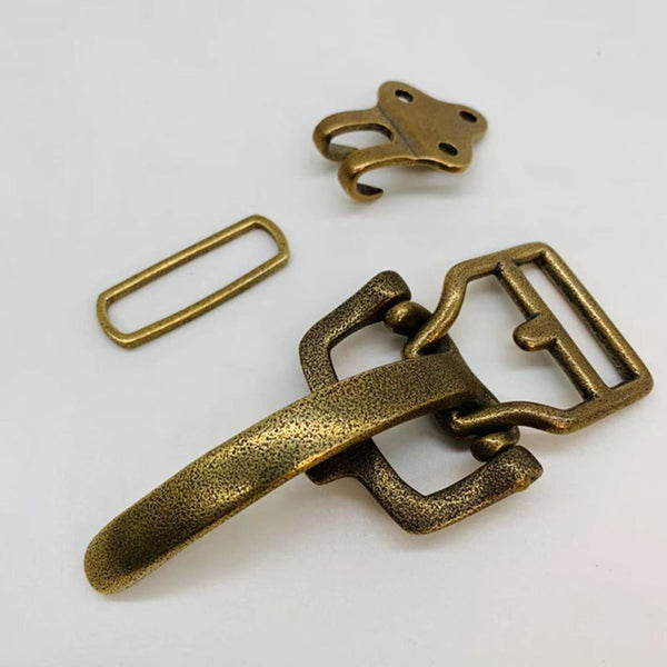 Vintage Bronze Buckle Littleton Cavalry Men Belt Fastener Hardwares - Belt Buckles Brass
